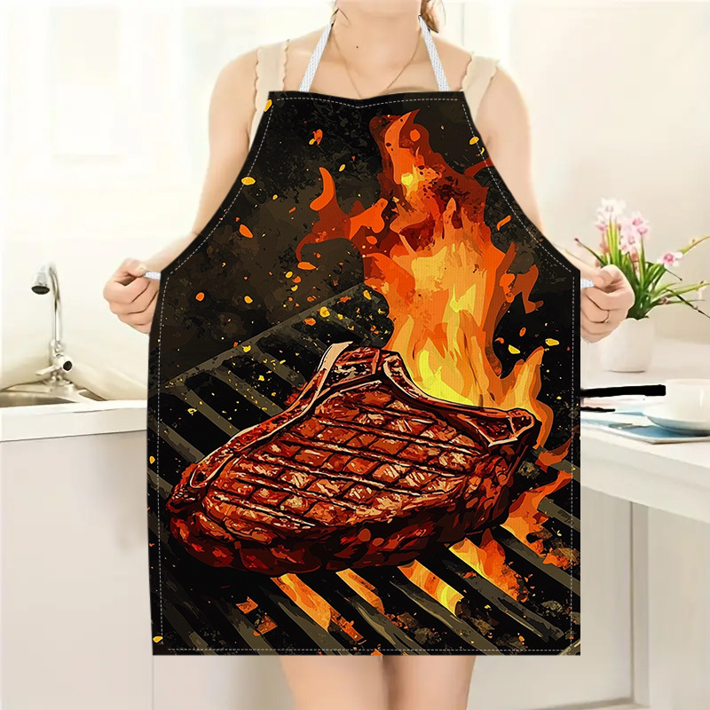 Home Cooking Work - Fartuch do grillowania steków z nadrukiem